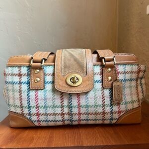 Coach Hampton Wool Tattersall Carryall Satchel